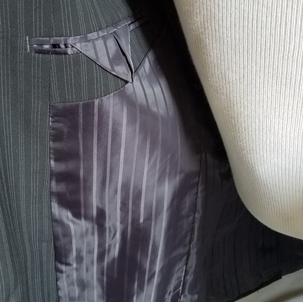 Gray pinstripe suit jacket mens sport coat shadow stripe 42 - Picture 4 of 8